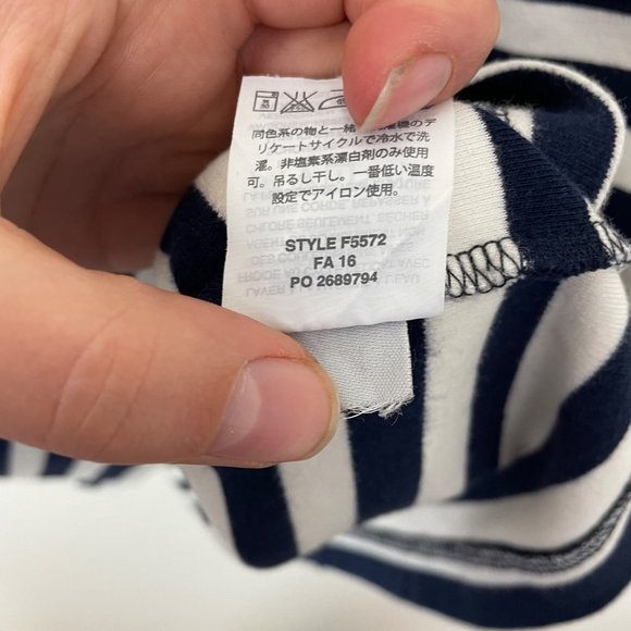 J. Crew Woman's Sz M Navy Blue and‎ White Striped Shift Shirt Dress 3/4 Sleeve - Picture 7 of 9